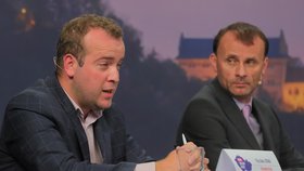 Krajská debata Blesku o zdravotnictví: Zleva Filip Ušák (STAN), Stanislav Mackovík (KSČM)