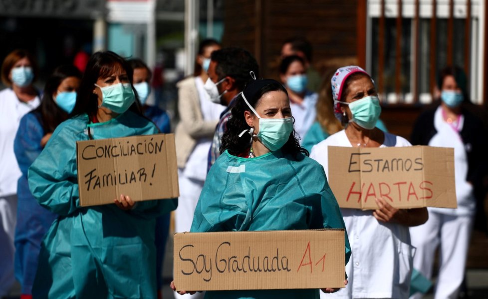 Koronavirus ve Španělsku: Zdravotníci protestují proti pracovnímu vytížení (30.9.2020)