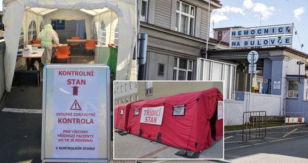 Pražské nemocnice přitvrdily: Do areálů lze projít už jen přes třídící stany