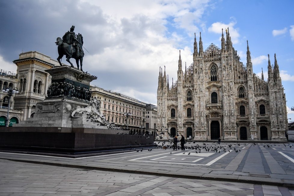 Milán patří k nejnavštěvovanějším městům Itálie. Nyní však je však město prázdné, 15.3.2020