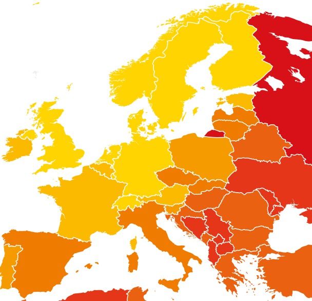 Česká republika je v rámci korupce mezi zeměmi EU 8 bodů pod průměrem a pohybuje se na 18. místě. (rok 2019)