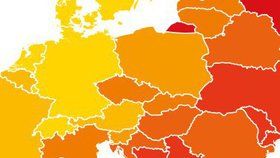 Česká republika je v rámci EU 8 bodů pod průměrem a pohybuje se na 18. místě.