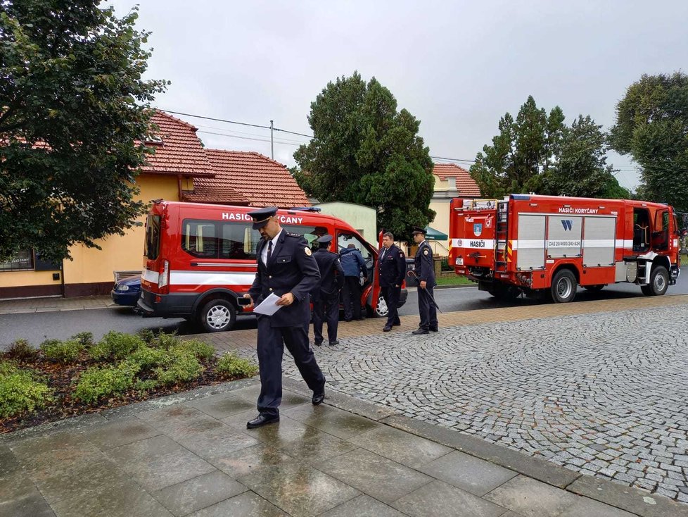 Pohřeb hasiče Jaroslava v Koryčanech.