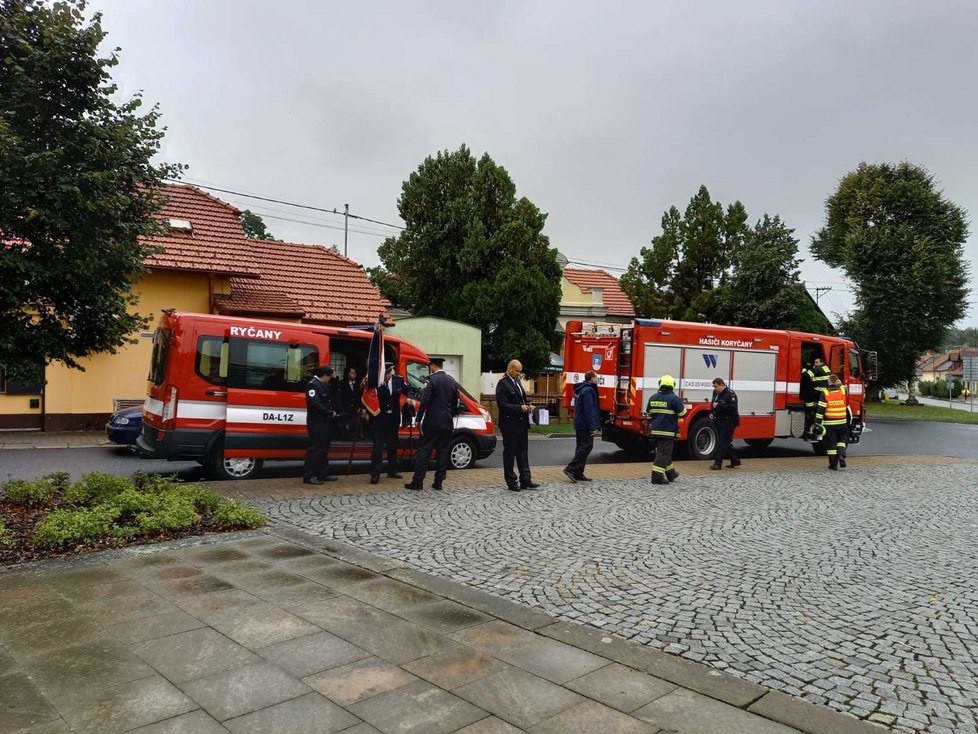 Pohřeb hasiče Jaroslava v Koryčanech.