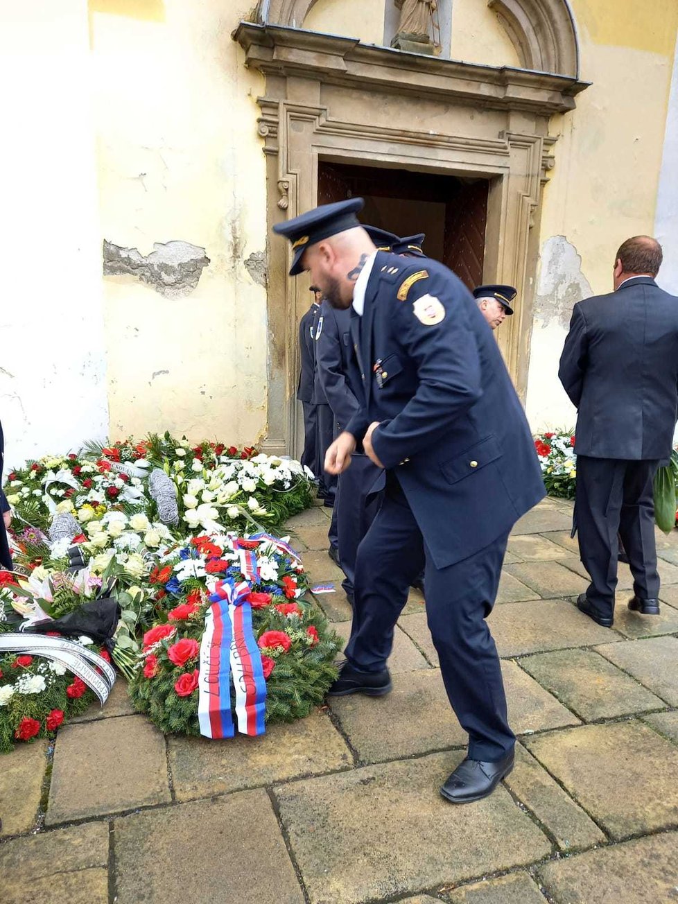 Pohřeb hasiče Jaroslava v Koryčanech.