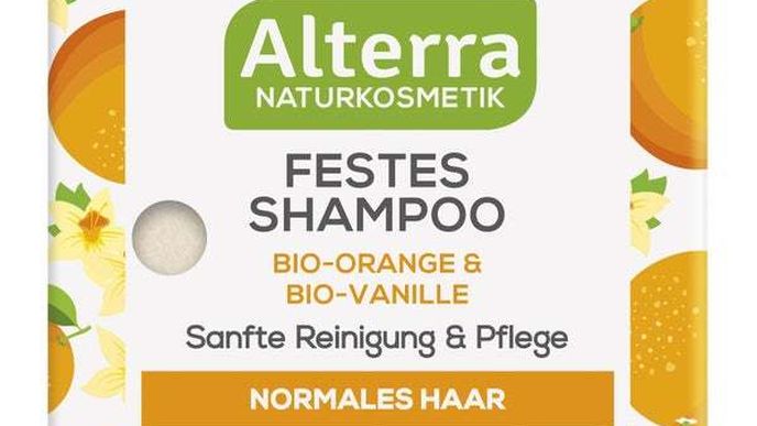 Tuhý šampon Bio-orange and Bio-vanille, Alterra, prodává drogérie Rossmann, 130 Kč/60 g