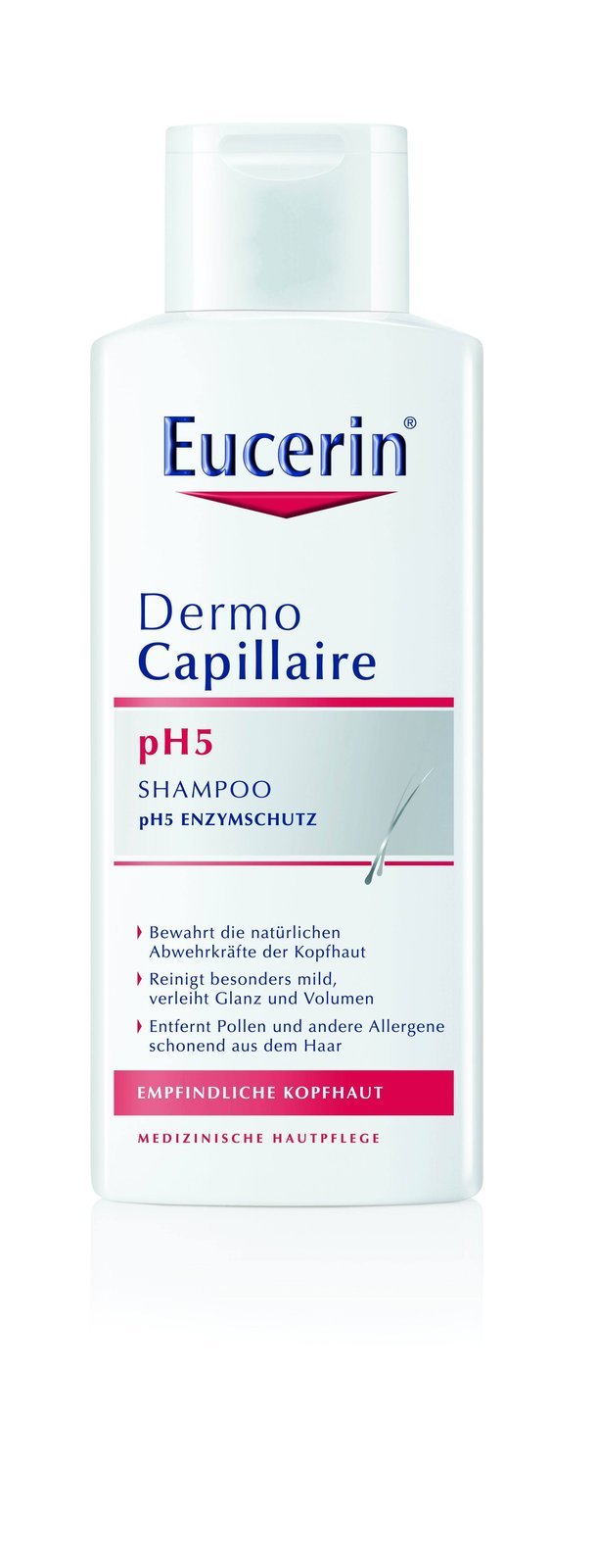 pH5 šampon na vlasy pro citlivou pokoku DermoCapillaire, Eucerin, 229 Kč.