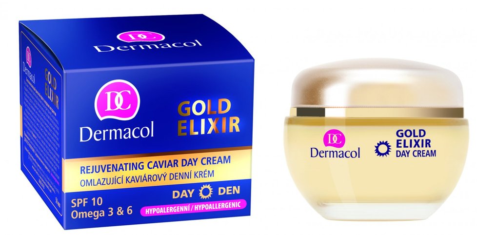 50 let - Omlazující kaviárový denní krém s SPF 10, Gold Elixir, Dermacol, 299 Kč