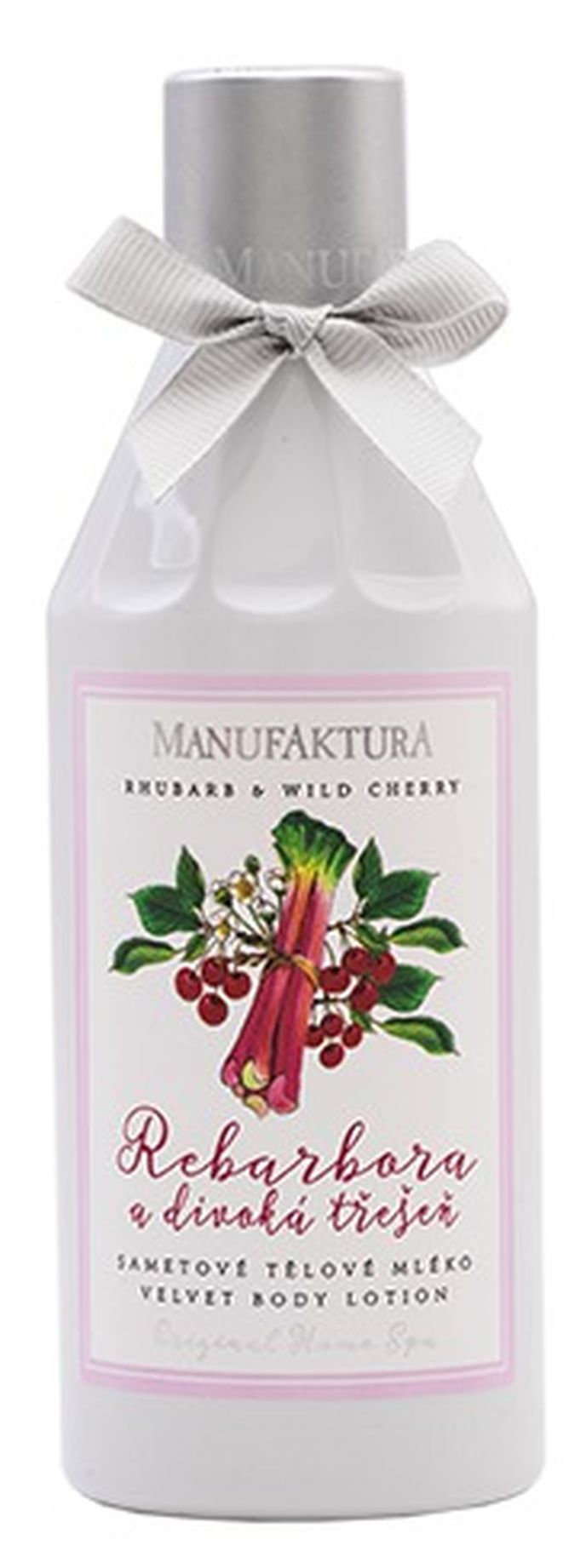Hydratační sametové tělové mléko s výtažky z rebarbory a divoké třešně, Manufaktura, 239 Kč/255 ml