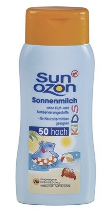 Rossmann Sun Ozon opalovací mléko pro děti SPF 50+, info o ceně v síti drogerií Rossmann