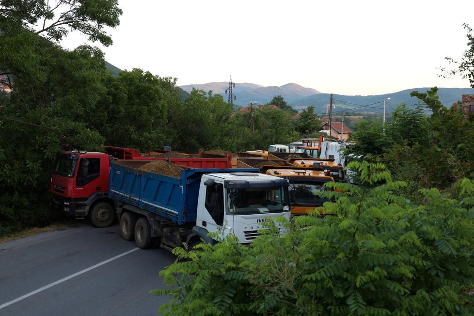 Zablokované silnice v Kosovu (1.8.2022)