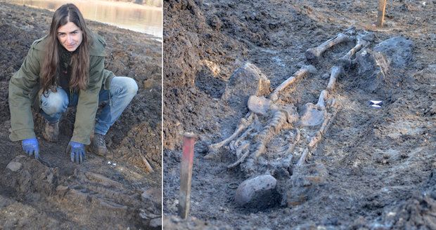 Na Nechranické přehradě klesla voda: Objevily se kostry
