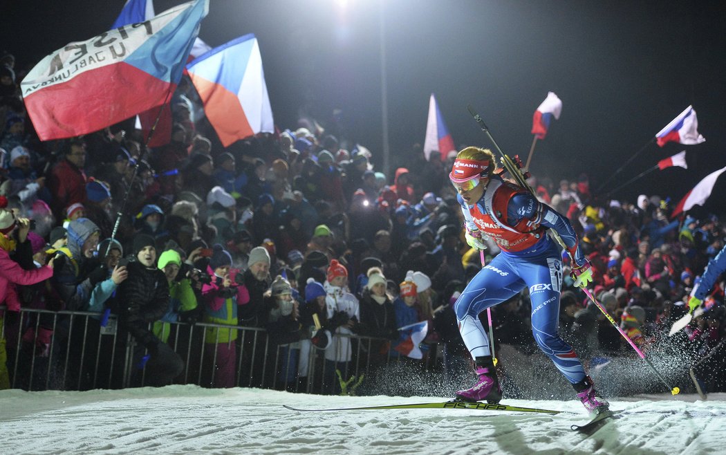 Gabriela Koukalová na trati závodu