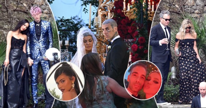 Svatba Kourtney Kardashian a Travise Barkera se hemžila slavnými hosty