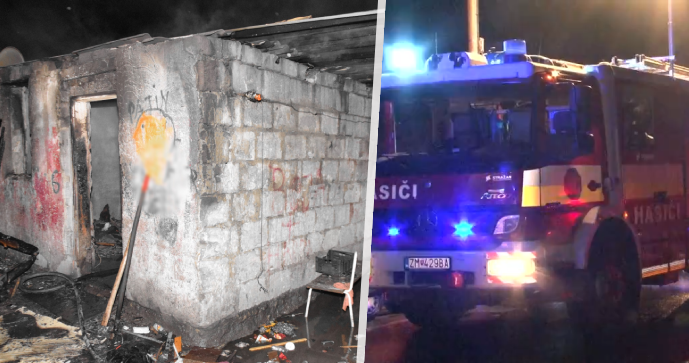 Místo požáru v Kozárovcích.