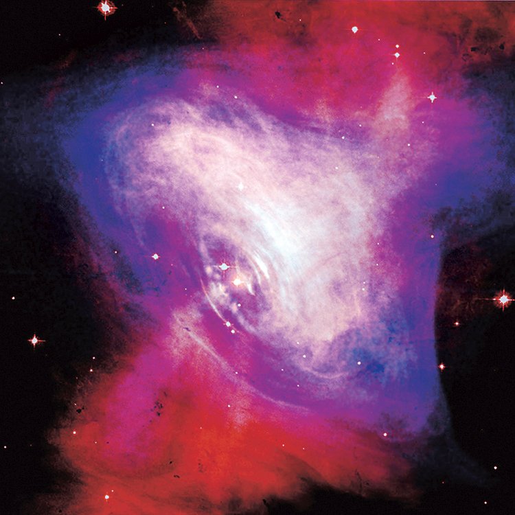 Krabí mlhovina je pozůstatkem po výbuchu supernovy z roku 1054.  V jejím centru se nachází pulsar