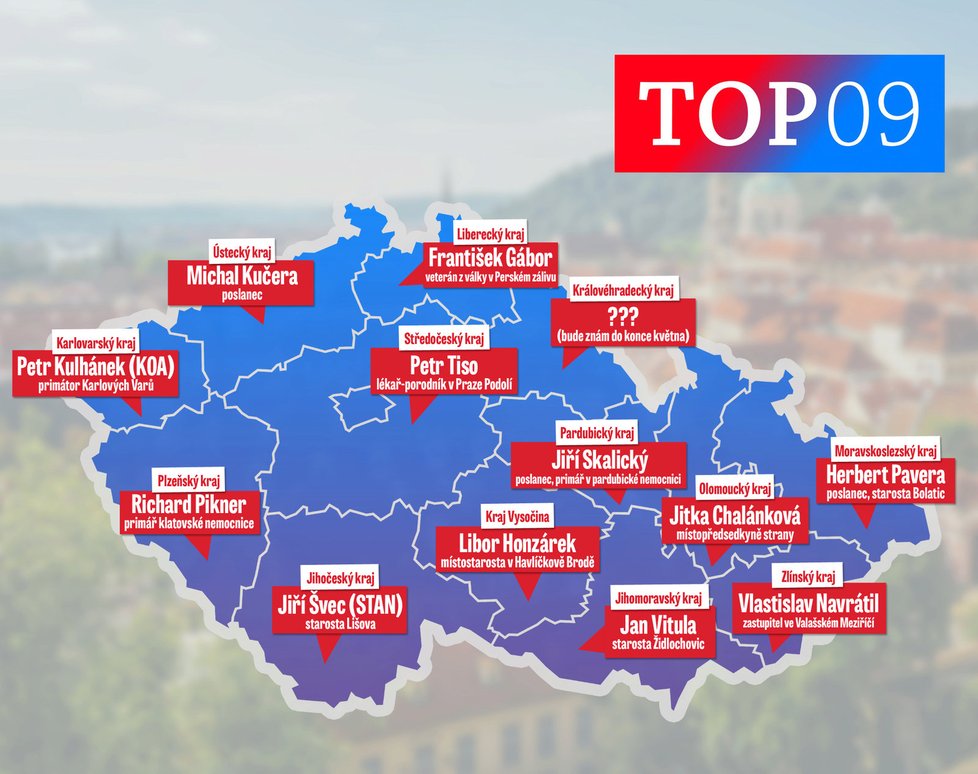 Krajští lídři TOP 09 do krajských voleb v říjnu 2016.