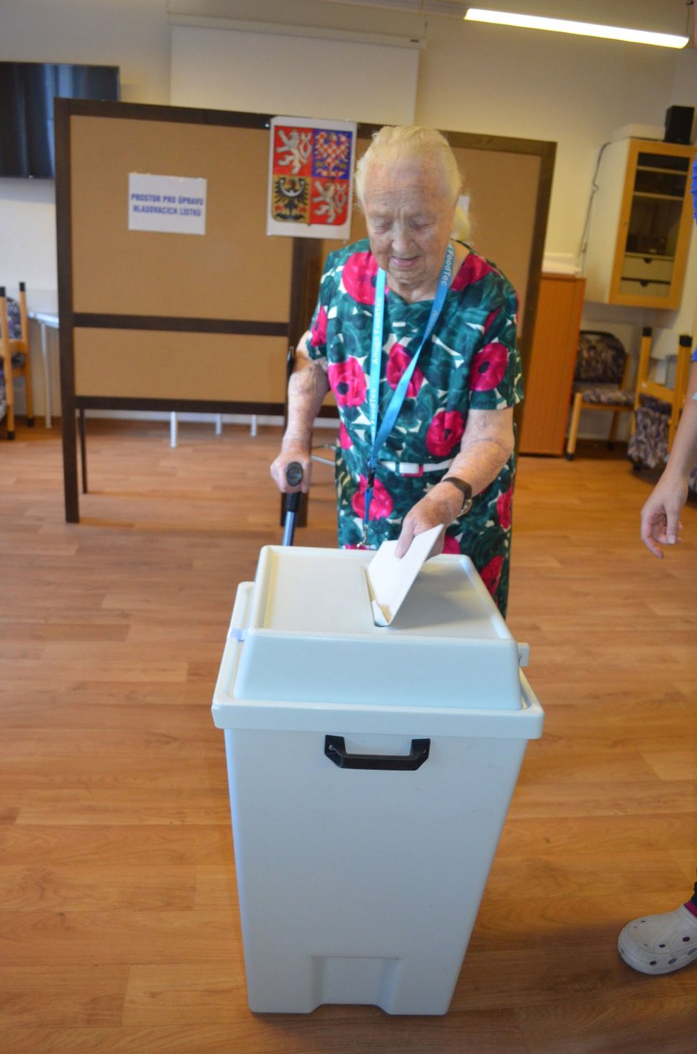 Krajské volby: 104letá Hedvika Trutnovská volila v domově pro seniory v Hradci Králové.