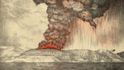 Dobová litografie výbuchu sopky Krakatoa