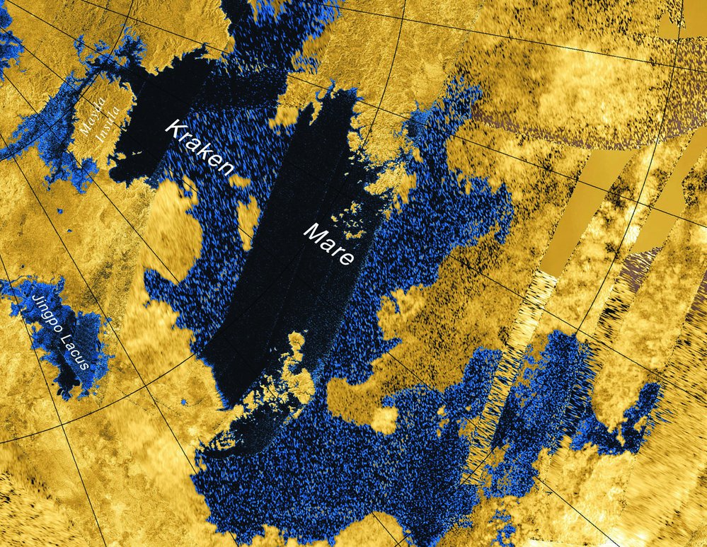 Radarový snímek jezera Kraken