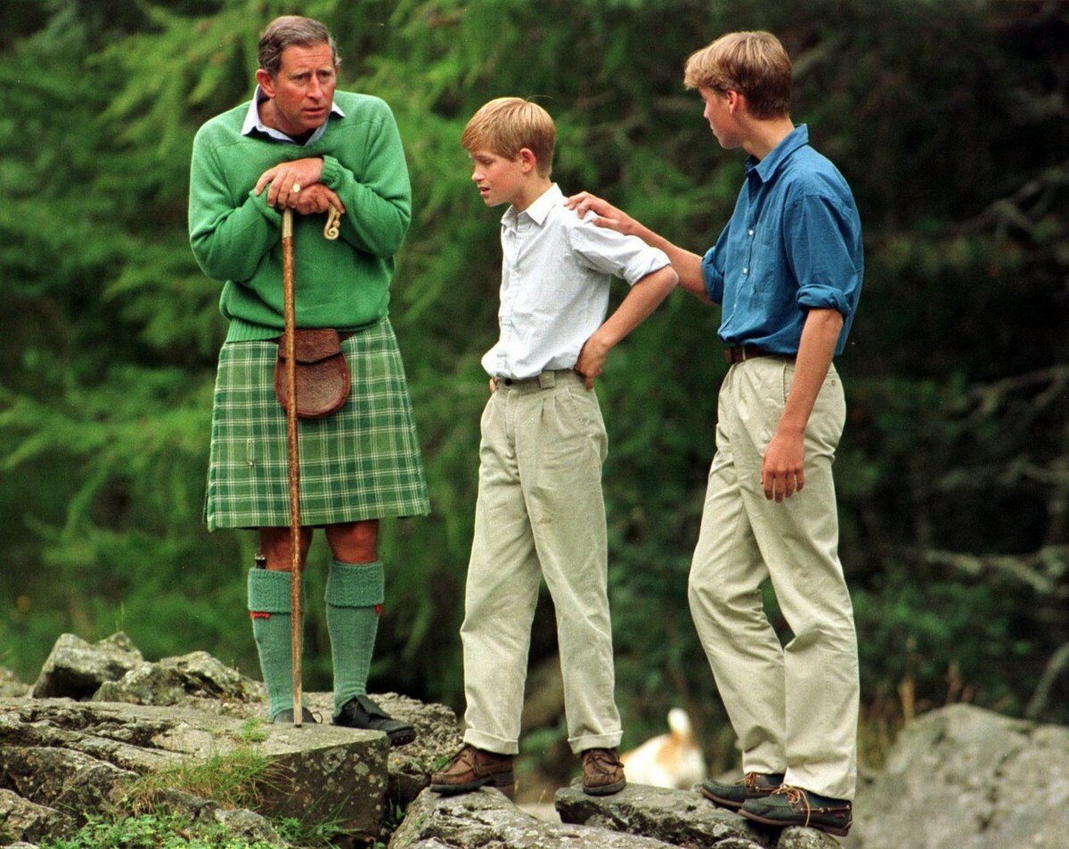 Charles, Harry a William v roce 1997 ve Skotsku.