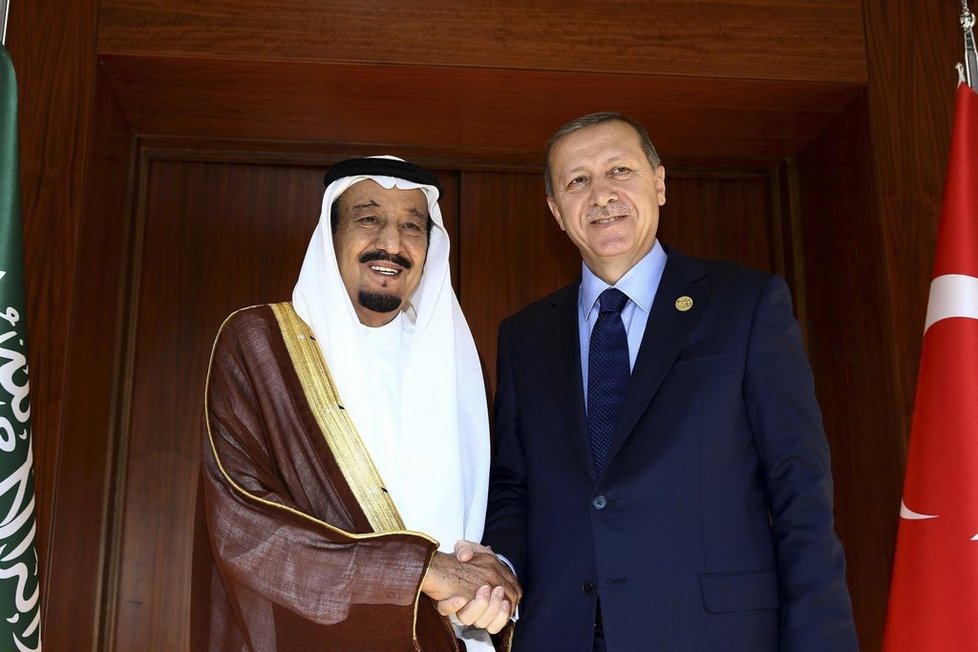 Král Salmán a prezident Erdogan