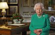 Britská královna Alžběta II. během proslovu směrem k Britům na téma koronaviru. (5.4.2020)