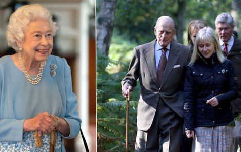 Královna používá hůl prince Philipa.