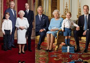 Dědicové britského trůnu znovu zapózovali s královnou: Malý George vyměnil kraťasy za kalhoty!
