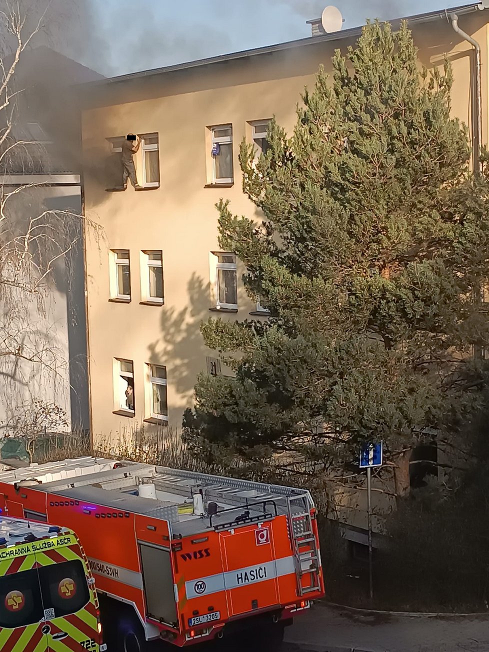 Požár ubytovny v Kralupech nad Vltavou. (10.1.2024)