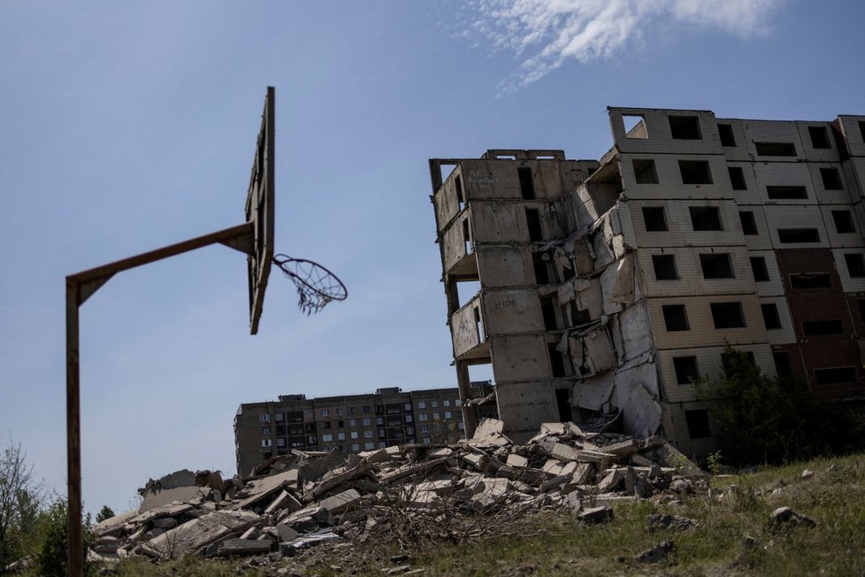 Zdevastovaný Kramatorsk v Doněcké oblasti (26. 5. 2022)