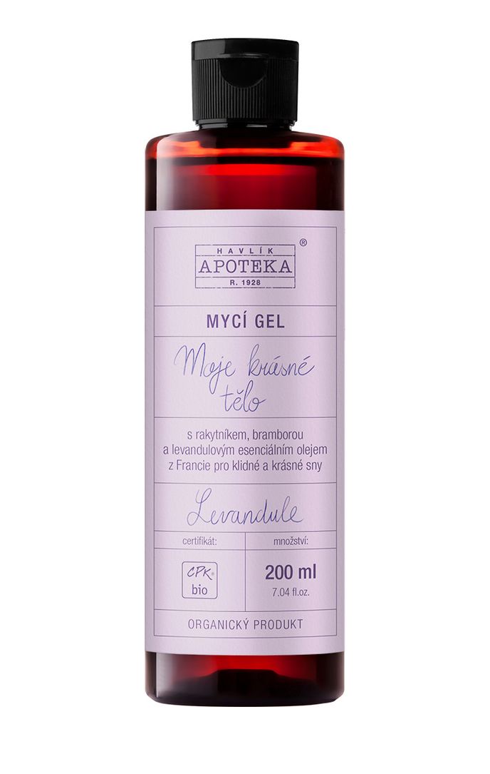 Mycí gel Moje krásné tělo Levandule, Organická Apotéka, havlikovaapoteka.cz, 256 Kč/200 ml