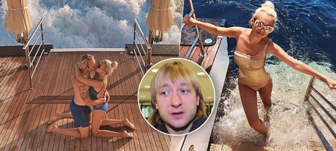 Sex Bomb! Za tónů hitu Toma Jonese zajel několik životních jízd. Teď si legendární krasobruslař Jevgenij Pljuščenko užívá jízdu na palubě luxusní jachty po boku manželky Jany.