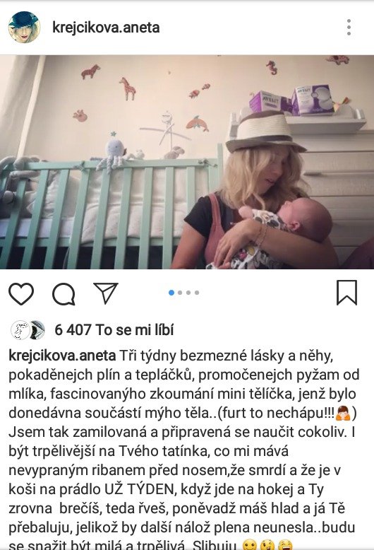 Aneta Krejčíková ukázala synka Beníka.