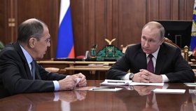 Sergej Lavrov u Vladimira Putina (únor 2019)