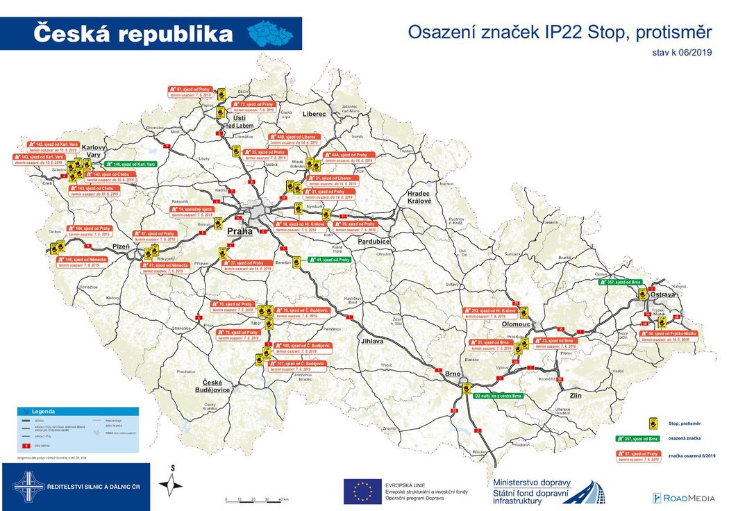 Na českých dálnicích přibývají značky upozorňujících na jízdu v protisměru