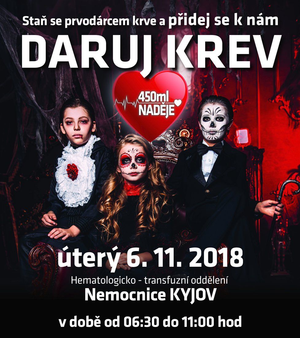 Nemocnice Kyjov nutně potřebuje nové dárce krve. Snaží se je přilákat zajímavým plakátem.