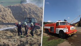 Požár kravína v Krhanicích na Benešovsku. (20.8.2023)