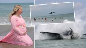 Maminka (22) si chtěla pořídit těhotenské fotky na pláži: Ve chvíli focení se do moře zřítil bombardér z druhé světové!