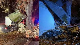 Náraz do kapličky v Křižanově, který je částí města Hrob, řidič audi nepřežil.