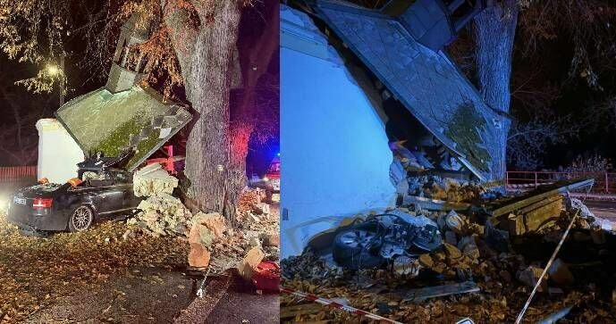 Náraz do kapličky v Křižanově, který je částí města Hrob, řidič audi nepřežil.