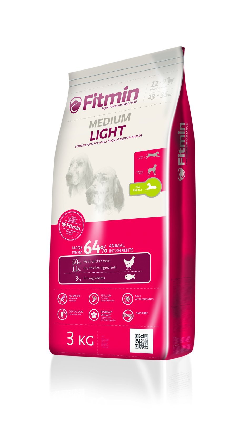 Krmivo Fitmin Dog Medium Light má vysoký obsah vlákniny, který snižuje výskyt zácpy a dodává zvířeti pocit nasycenosti. Fitmin, 3kg 259 Kč