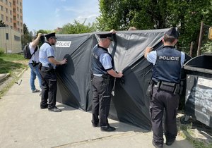Policie na místě činu v Kroměříži