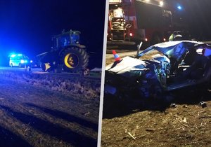 Tragédie na Kroměřížsku: Řidička zemřela po srážce s traktorem