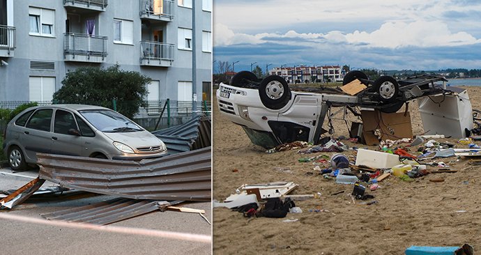 Dovolenkové oblasti kolem Středozemního moře tento týden sužují ničivé bouře, tsunami i kroupy.