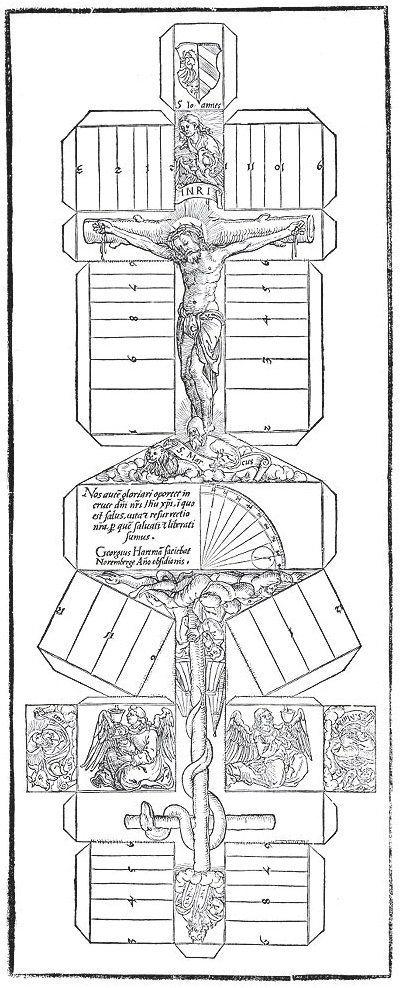 Historický papírový model krucifixu z 16. století