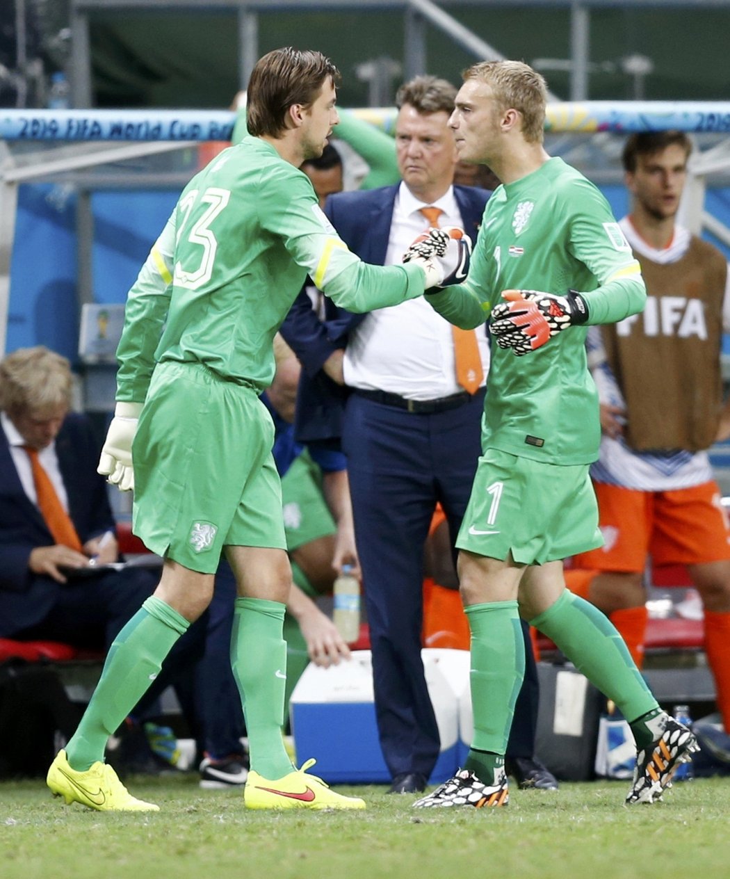 Důležité střídání Nizozemska. Náhradní brankář Tim Krul šel na hřiště před penaltovým rozstřelem místo jedničky Cillessena.