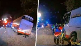 Horští záchranáři evakuovali děti z havarovaného autobusu.