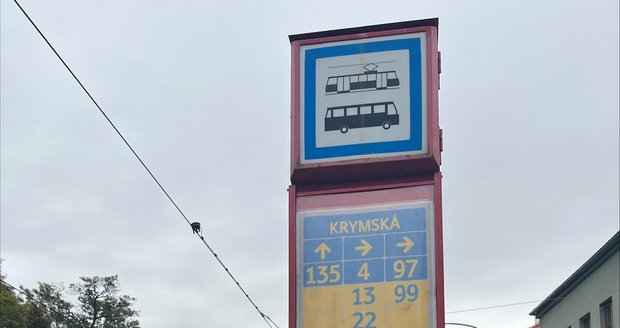 Zastávka Krymská v Praze. (11. října 2022)