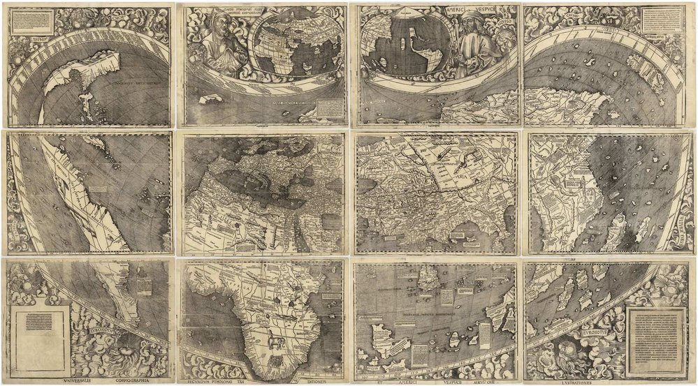 Mapa z roku 1507 od kartografa Martina Waldseemullera, který v ní jako první použil název Amerika